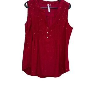NY Collection 1X Red Sparkle Blouse